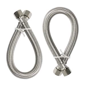 3/8'' FIP x 3/8 Compression x 20'' Braided Faucet Supply Connector (2-Pack)