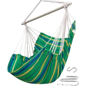4 ft. Hanging Hammock Chair Rope Swing for Outdoor Patio, Bedroom, Porch, Deck( Green)