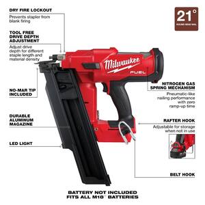 M18 FUEL GEN-2 18V Lithium-Ion Brushless Cordless SAWZALL w/3-1/2 in. 21-Degree Framing Nailer, Two 6Ah HO Batteries