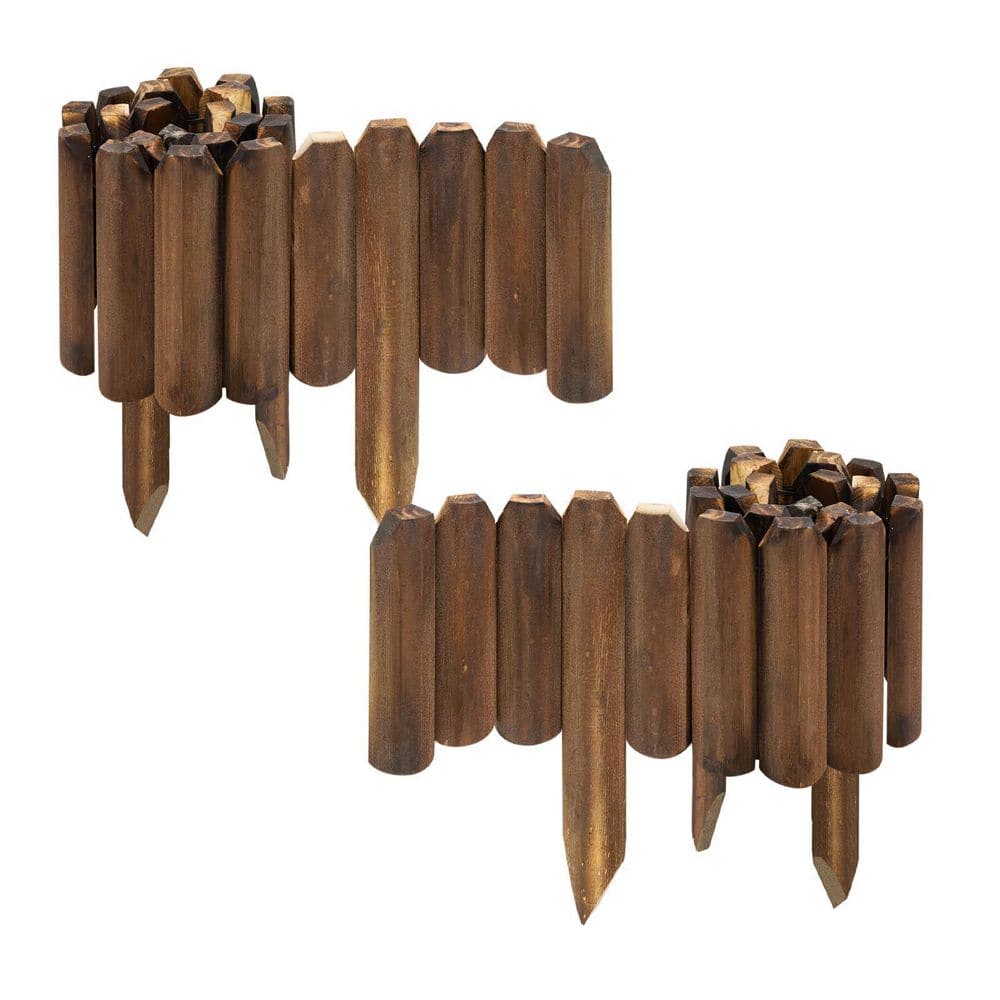 47 in. x 9.8 in. x 0.8in. Brown Wood Garden Edging, Fence Border Decorative