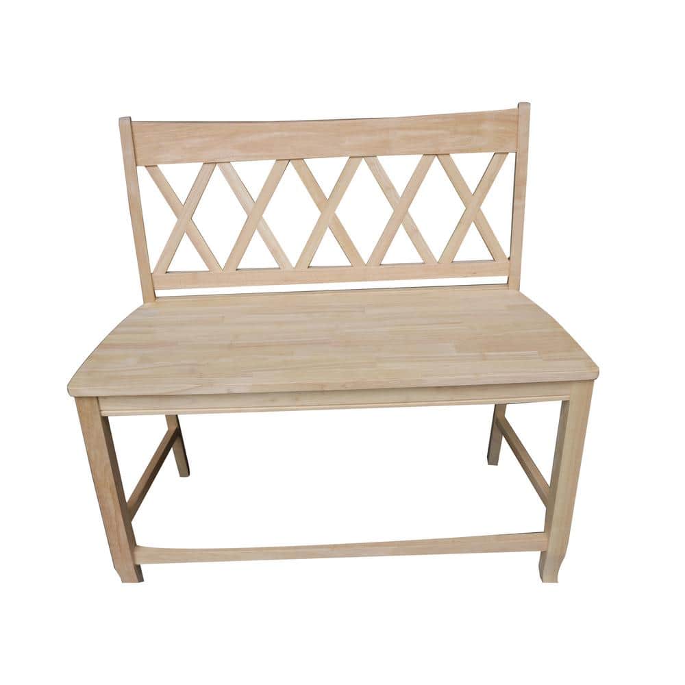 Natural Solid Wood Double X-Back Armless Bench
