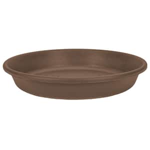 21 in. Classic Plastic Round Plant Flower Pot Deep Saucer, Chocolate