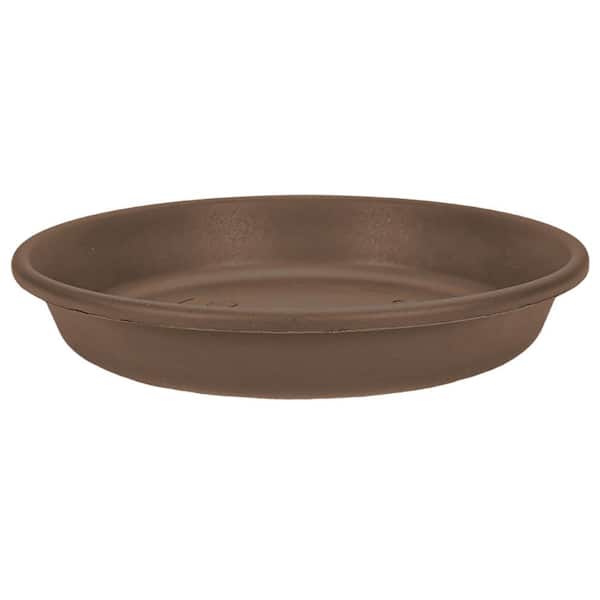 THE HC COMPANIES 21 in. Classic Plastic Round Plant Flower Pot Deep Saucer, Chocolate
