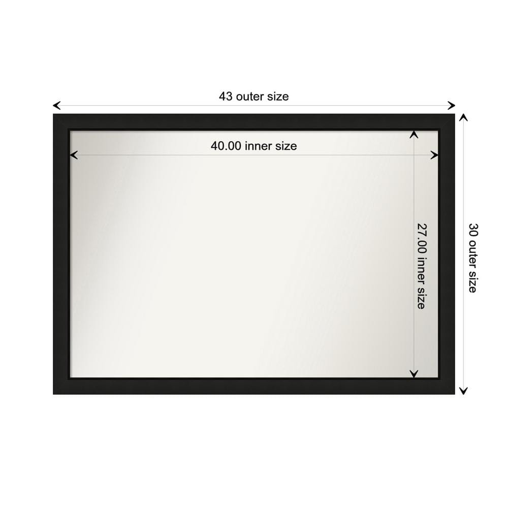 Midnight Black Narrow 43.25 in. x 30.25 in. Custom Non-Beveled Wood FramedBathroom Vanity Wall Mirror price history on PriceWatchPro