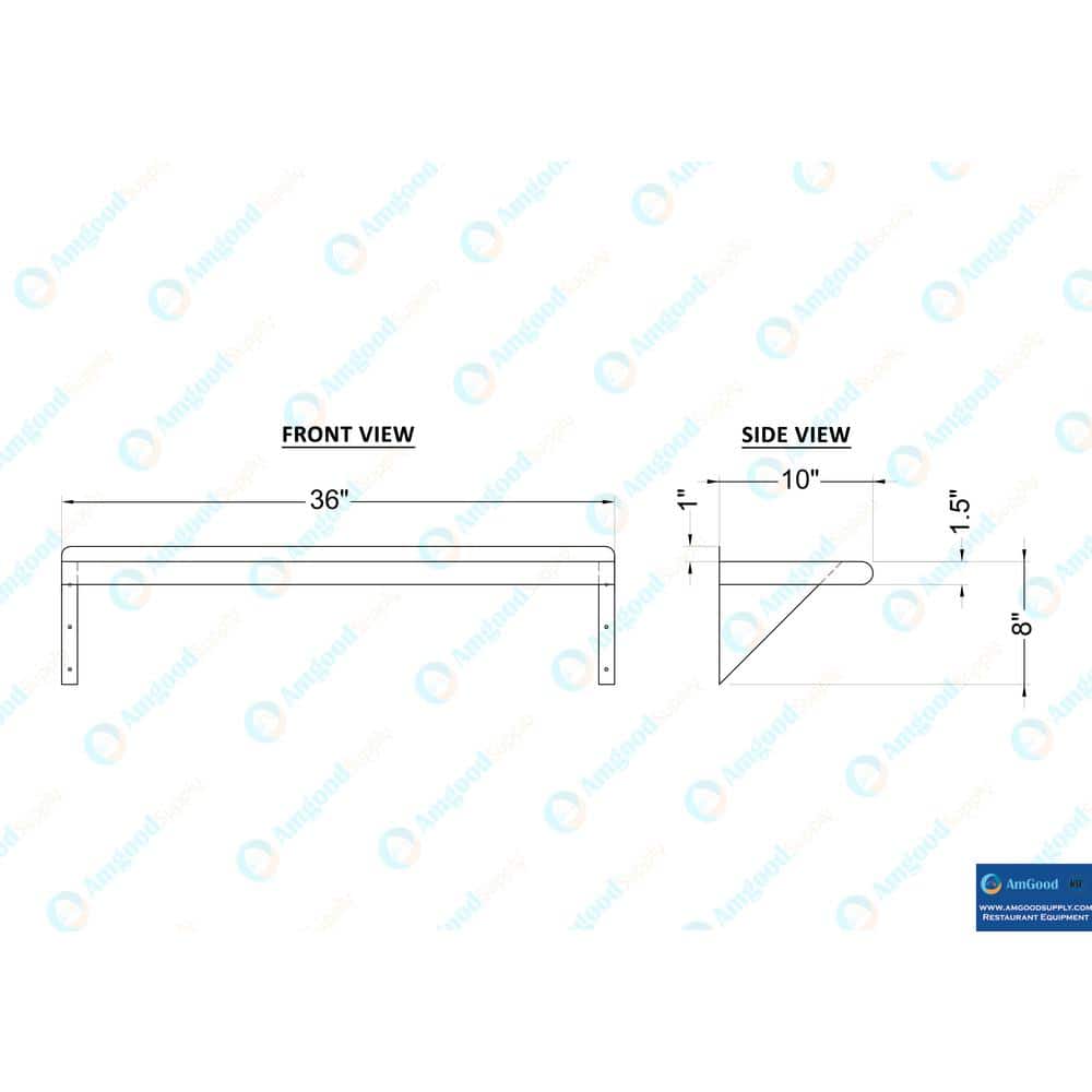 36" Stainless Steel Wall Shelf with Brackets