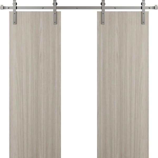 3011 84 in. x 80 in. Sold Core Oak Franko Color Wood Sliding Barn Door with Hardware Kit