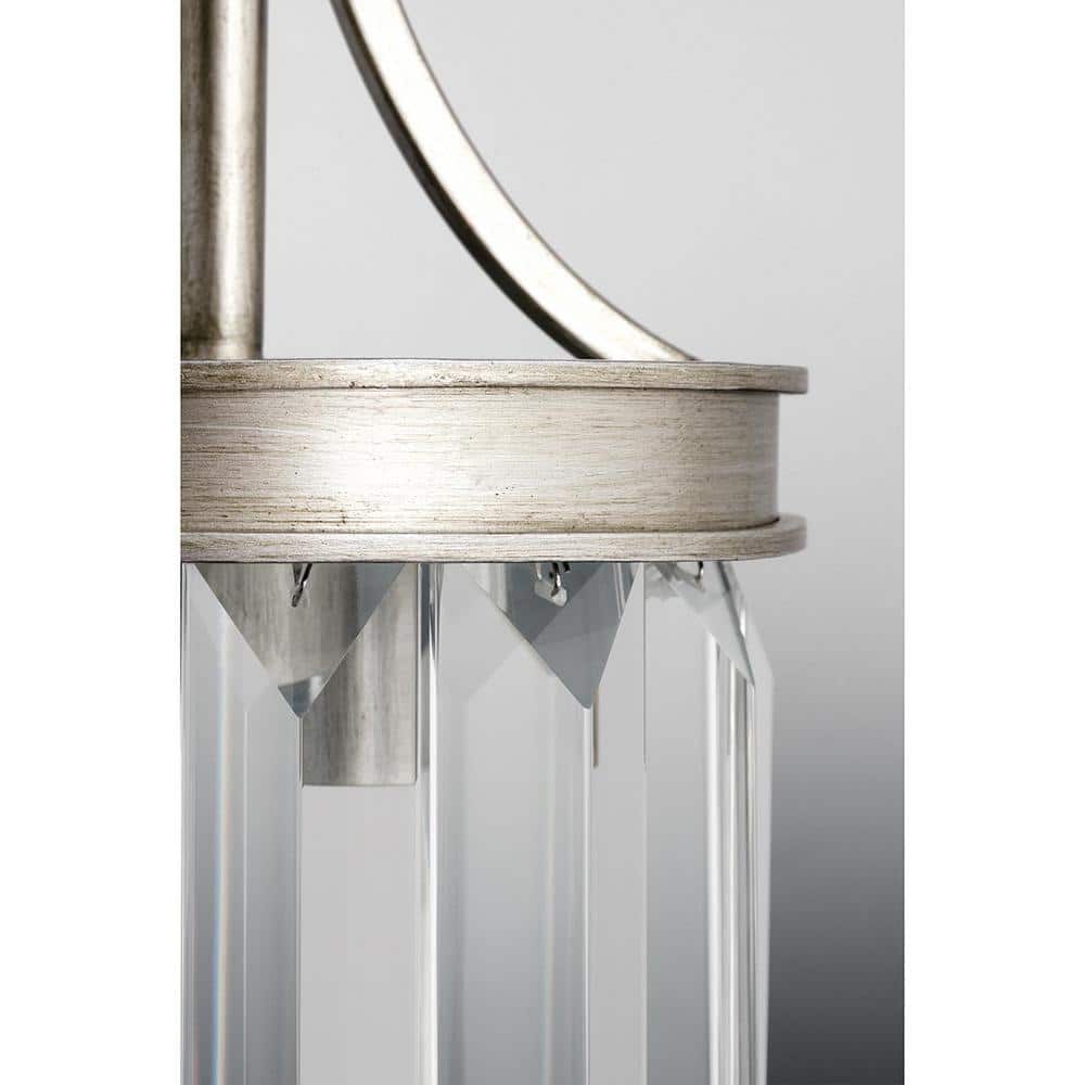 Glimmer Silver Ridge 3-Light Semi-Flush Pendant with Prismatic Glass