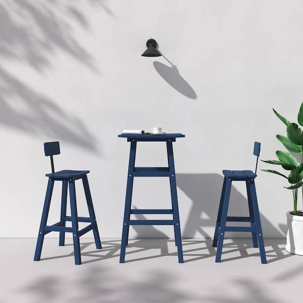 LQOFZ 3-Piece Blue HDPE Plastic Outdoor Bar Set