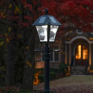 Baytown II 78 in. Black Outdoor Solar Weather Resistant Solar Landscape Post Light Lantern and Lamp Post with EZ-Anchor