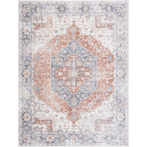 HAUTELOOM Akram 5 ft. X 7 ft. Dark Orange, Light Gray Area Rug