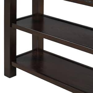 36 in. Espresso Rectangle Wood Console Table with Drawer and 2-Sturdy Shelves for Entryway, Living Room