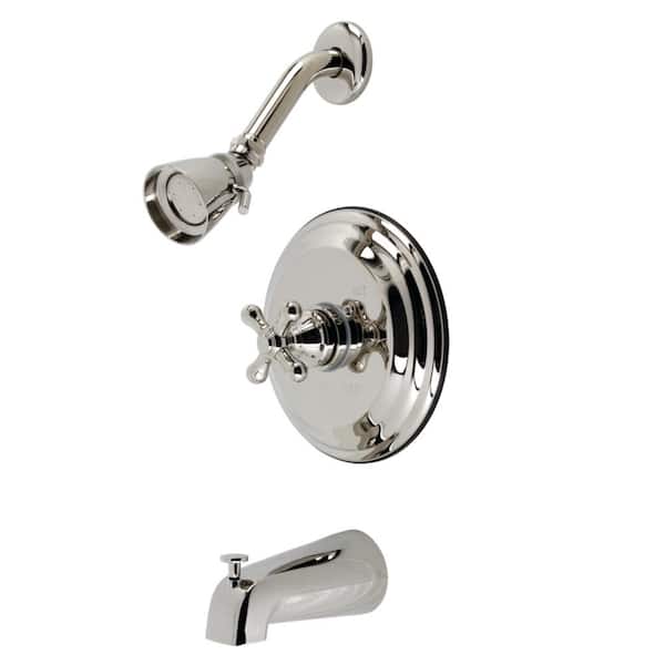 Kingston Brass Restoration Single Handle 1-Spray Tub and Shower Faucet 2 GPM with Corrosion Resistant in. Polished Nickel