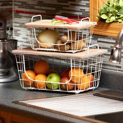 Oceanstar Stackable Metal Wire Storage Basket Set for Pantry, Countertop,  Kitchen or Bathroom - Black (Set of 3) BSS1811 - The Home Depot