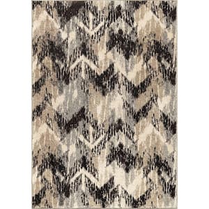 Twisted Sisters Gray 5 ft. x 8 ft. Plush Pile Chevron Indoor Area Rug