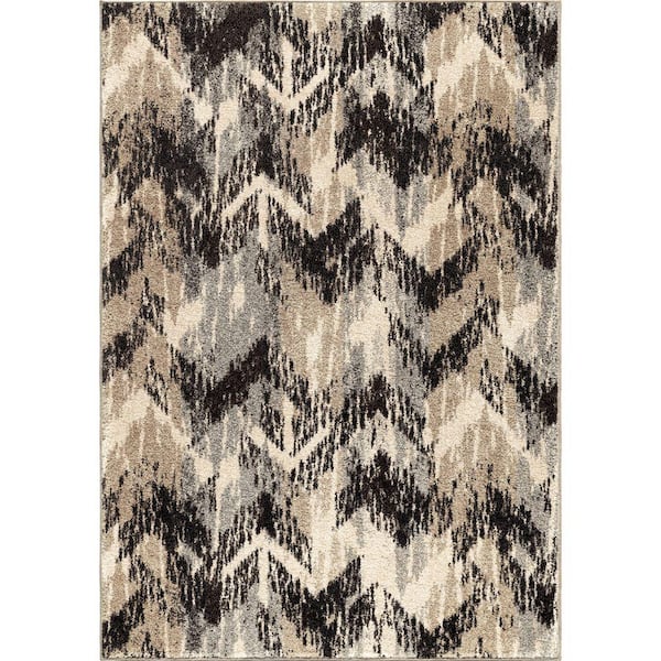 Orian Rugs Twisted Sisters Gray 5 ft. x 8 ft. Plush Pile Chevron Indoor Area Rug