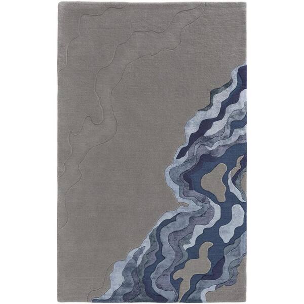 HomeRoots 5 x 8 Blue, Gray Abstract Area Rug