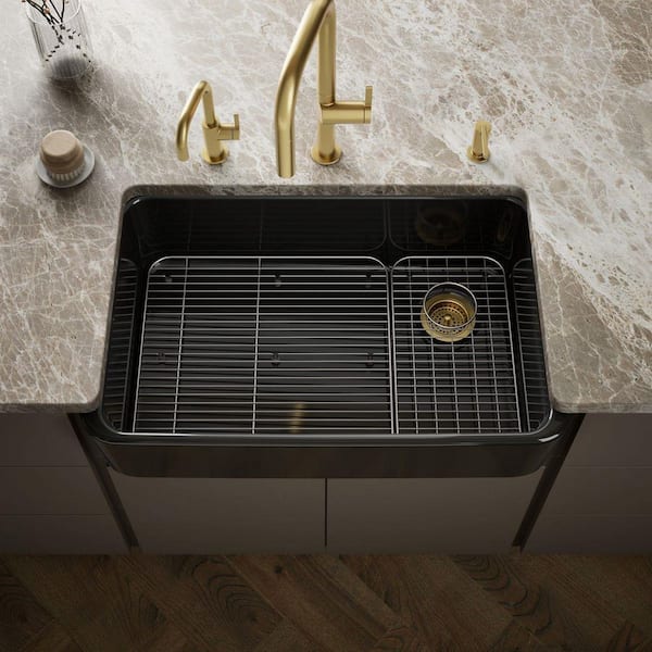 KOHLER Ironridge 34 in. Undermount Single Bowl Black Cast Iron