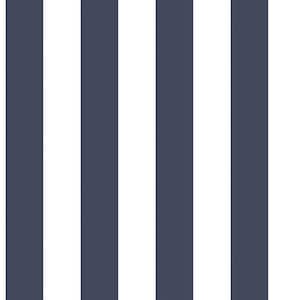 Smart Stripes 2 Traditional Stripe Wallpaper in Navy and White