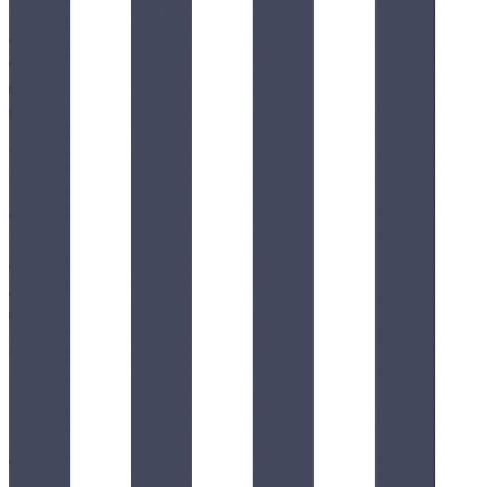 Smart Stripes 3 Navy/White Traditional Stripe Vinyl on Non-Woven Non-Pasted