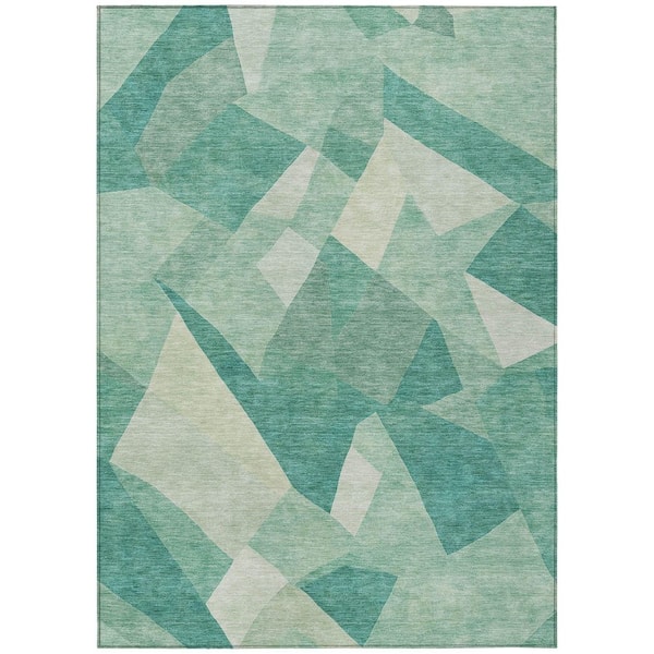 Chantille Machine Washable Indoor/Outdoor Abstract ACN2374 Teal 8 ft. x 10 ft. Area Rug