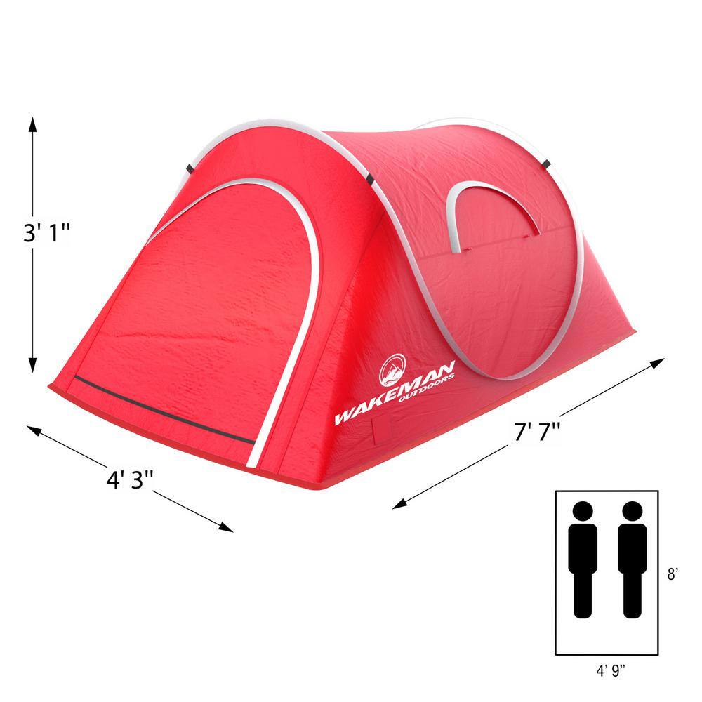 Red 2-Person Three Season Pop-Up Camping Tent with Carry Bag