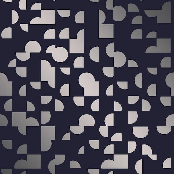 Tempaper Metallic Soiree Blue Mod Geo Vinyl Peel and Stick Wallpaper Roll (Covers 28 sq. ft.)