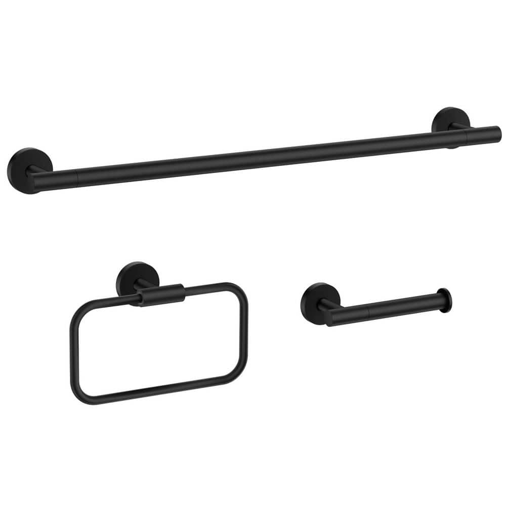 3-Piece Bathroom Hardware Set with Towel Bar/Rack, Toilet Paper Holder, Towel Ring in Matte Black price history on PriceWatchPro