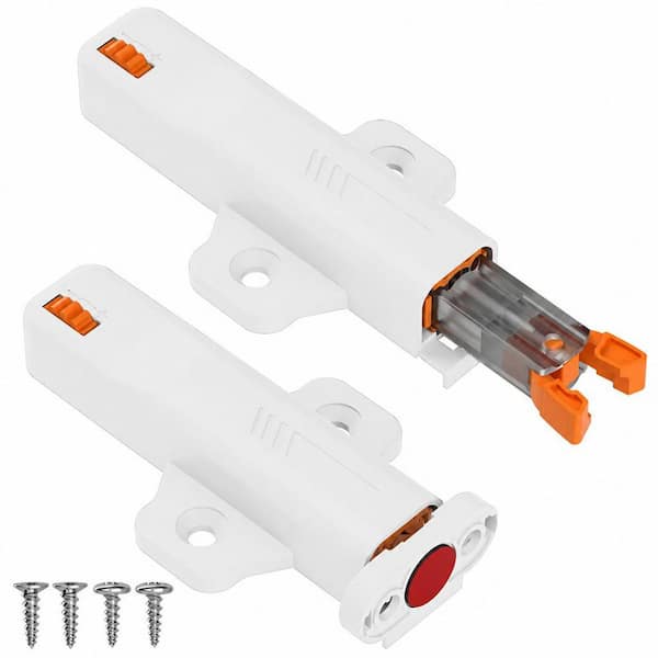 2-Pieces ABS Push Touch Latches, Push Lock Door Latch, Non Magnetic RV Drawer Catch Closure, Hidden Door Opener White