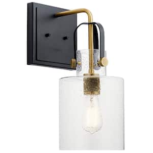 Kitner 1-Light Natural Brass Bathroom Indoor Wall Sconce Light with Clear Glass Shade