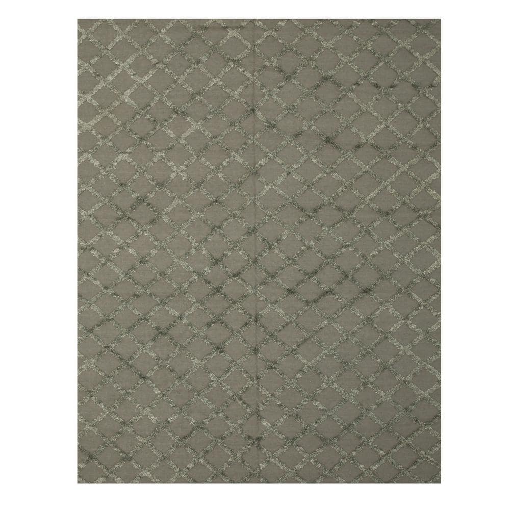 Gray 9 ft. x 12 ft. Handwoven Wool and Viscose Transitional Marakesh Trellis Area Rug price history on PriceWatchPro