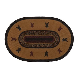 Heritage Farms Star 12 in. W x 18 in. L Mustard Black Burgundy Jute Oval Placemat Set of 6