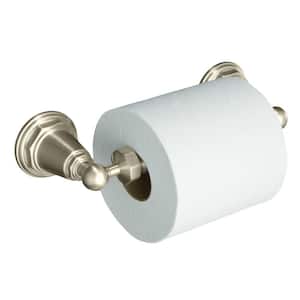 Pinstripe Wall-Mount Double Post Toilet Paper Holder in Vibrant Brushed Nickel