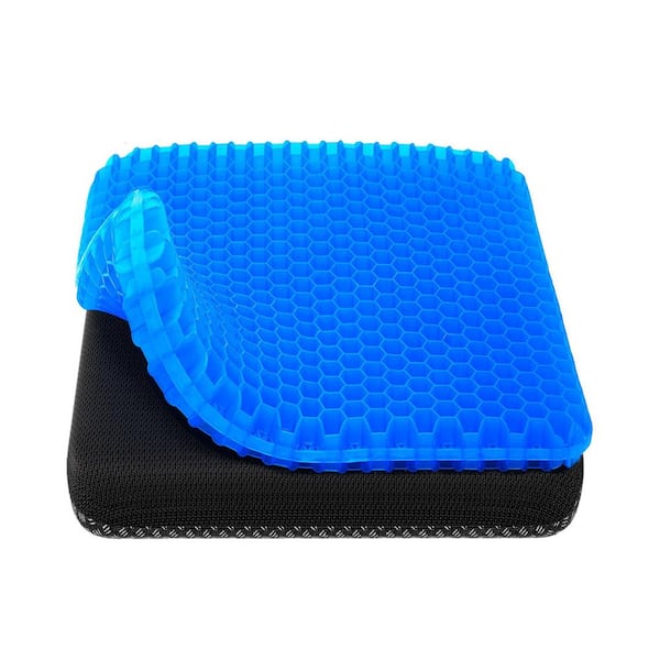 Black Cooling Gel Seat Cushion, Large Honeycomb Design for Office Chair, Home Car Seat / Wheelchair, Super Soft & Thick