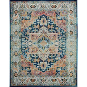 Global Vintage Blue/Multicolor 8 ft. x 10 ft. Persian Traditional Area Rug