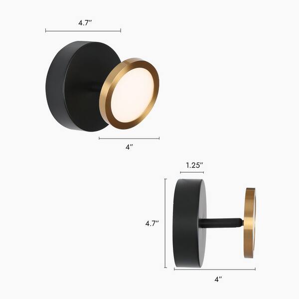 Zevni 4 in. Modern 1-Light Black Integrated LED Bathroom