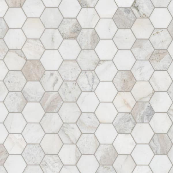 MSI Arabescato Venato 5 in. Hexagon 10 in. x 13 in. Honed Marble