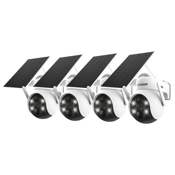 Battery Powered 4K AI EverWatch PTZ Wireless Solar-Charged Security Camera with 3-Watt Solar Panel, 4 pc