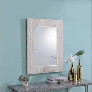 Medium Rectangle White Beveled Glass Contemporary Mirror (31.5 in. H x 23.75 in. W)