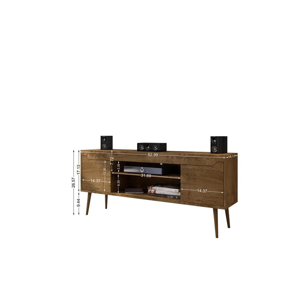 Rustic Brown Solid Wood TV Stand with Cabinets