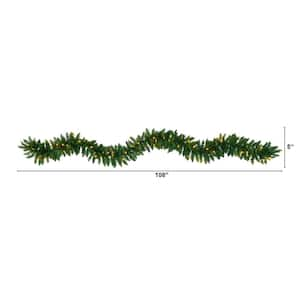 9 ft. Battery Operated Pre-lit Artificial Christmas Pine Garland with 50 Warm White LED Lights