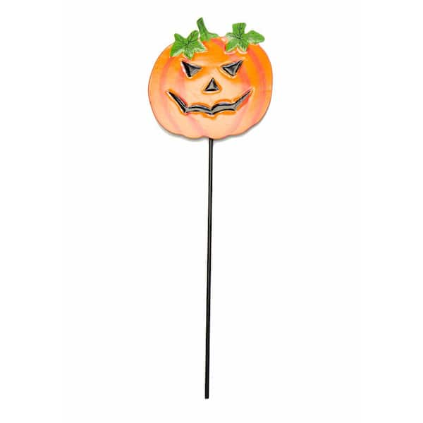Unbranded 15 in. Iron Halloween Pumpkin Figure Pick Yard Stake, Set of 3