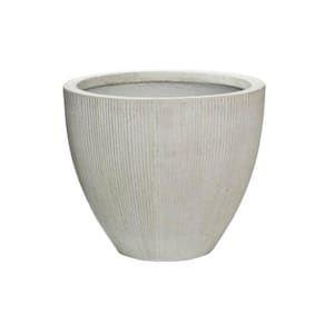16.34 in. W x 13.58 in. H Extra Small Round Light Grey Ficonstone Indoor Outdoor Vertically Ridged Jesslyn Planter