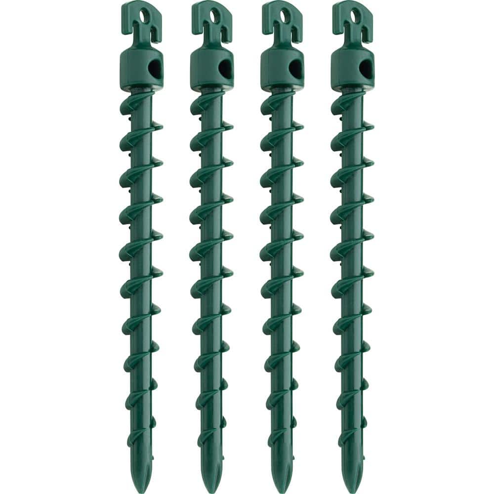 7.5" Green Spiral Plastic Ground Anchor Stake (4 Pack)