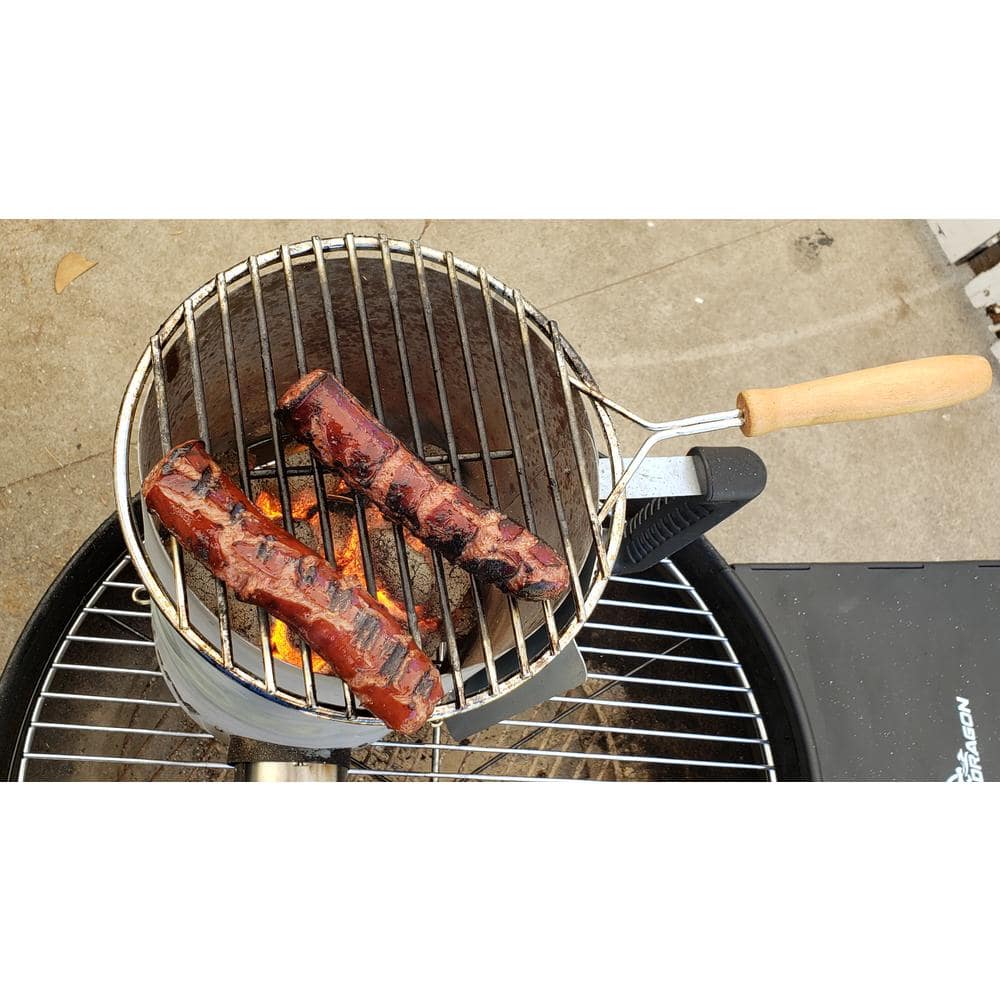 Stainless Steel Charcoal Chimney Grill Rack with Wood Handle