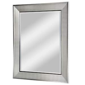 29 in. W x 35 in. H Rectangle Paved Texture Frame Beveled Edge Modern Accent Mirror in Chrome