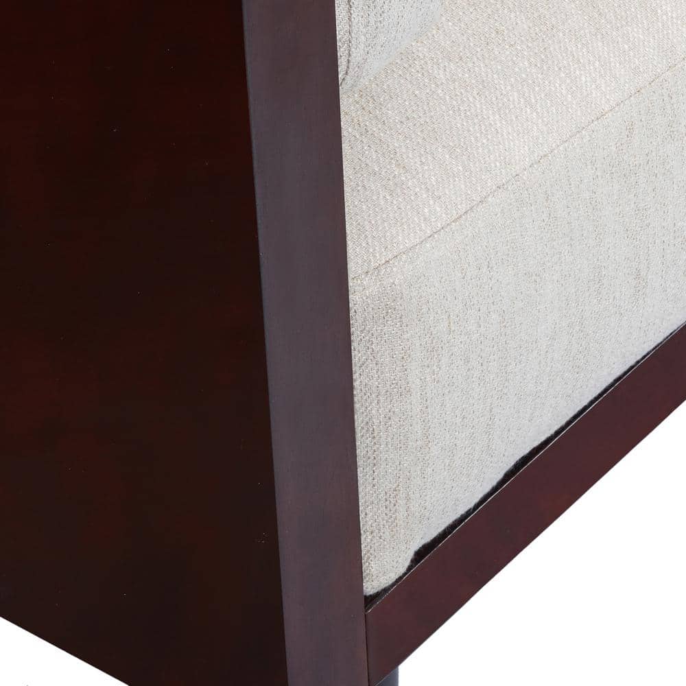 Beige Polyester & Dark Walnut 3-Seater Lawson Sofa