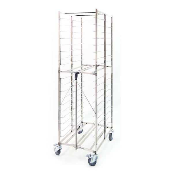 Master Grade 304 Stainless Steel Folding End load Pan Rack with 4 in. ball bearing caster with break
