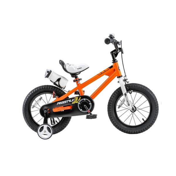 Royalbaby 14 in. Wheels Freestyle BMX Kid's Bike, Boy's Bikes and Girl's Bikes with Training Wheels in Orange