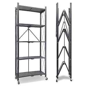 HealSmart 5-Tier Heavy Duty Foldable Metal Rack Storage Shelving Unit with  Wheels Moving Easily Organizer Shelves Great for Garage Kitchen Holds up to