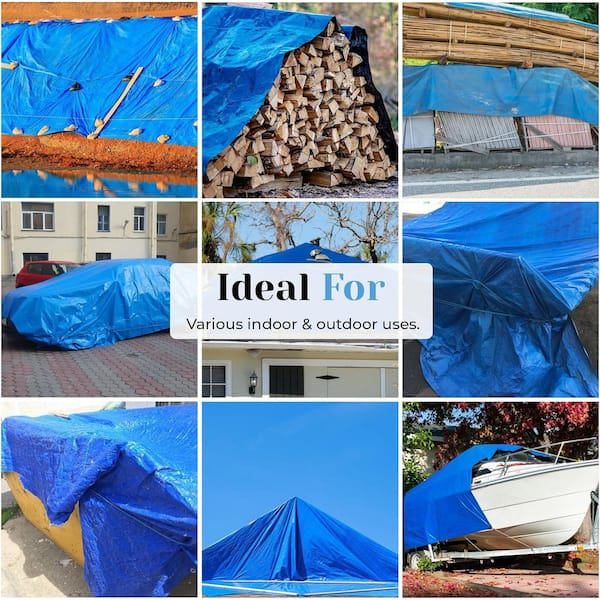 TarpsNow 5 ft. x 7 ft. Blue 6 Mil Heavy Duty Poly Tarp with